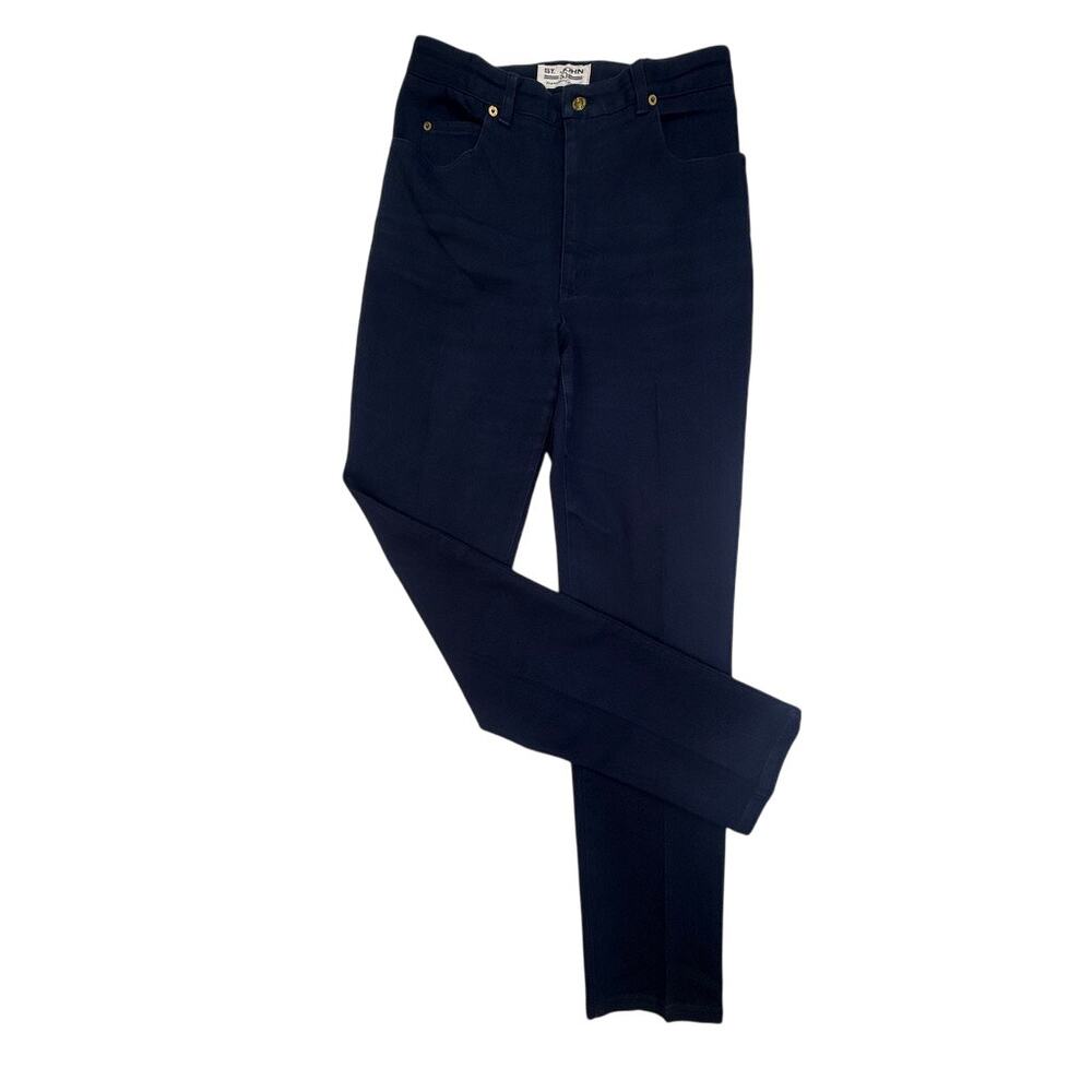 Vintage St. John Signature Jeans Navy High Rise Straight Leg Gold Size 8